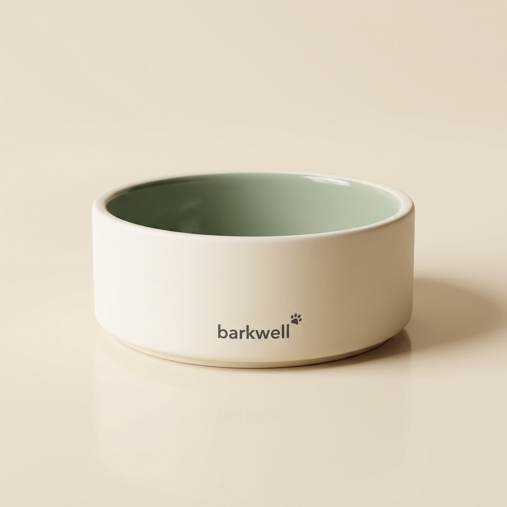 Barkwell matte ceramic dog bowl with sage glaze