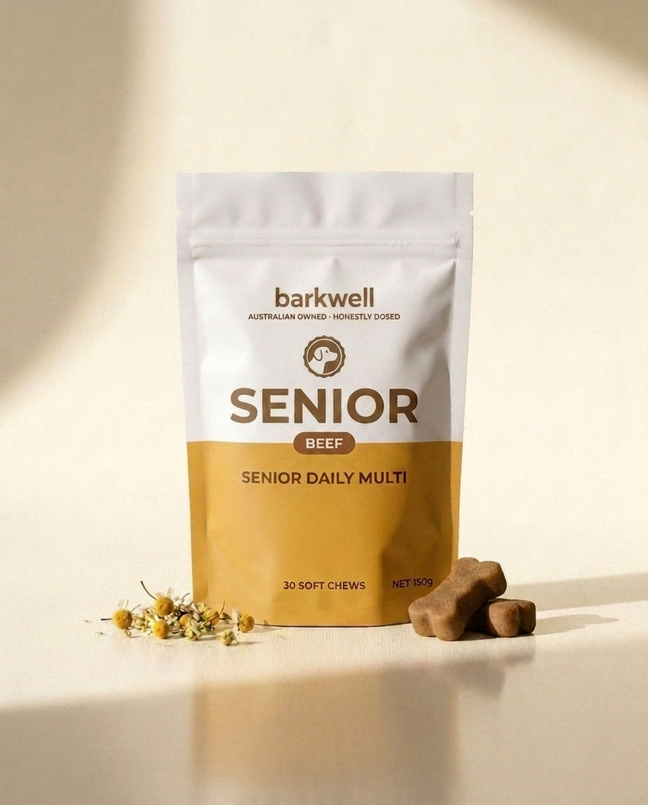 Barkwell Senior Daily pouch, Australian owned honestly dosed